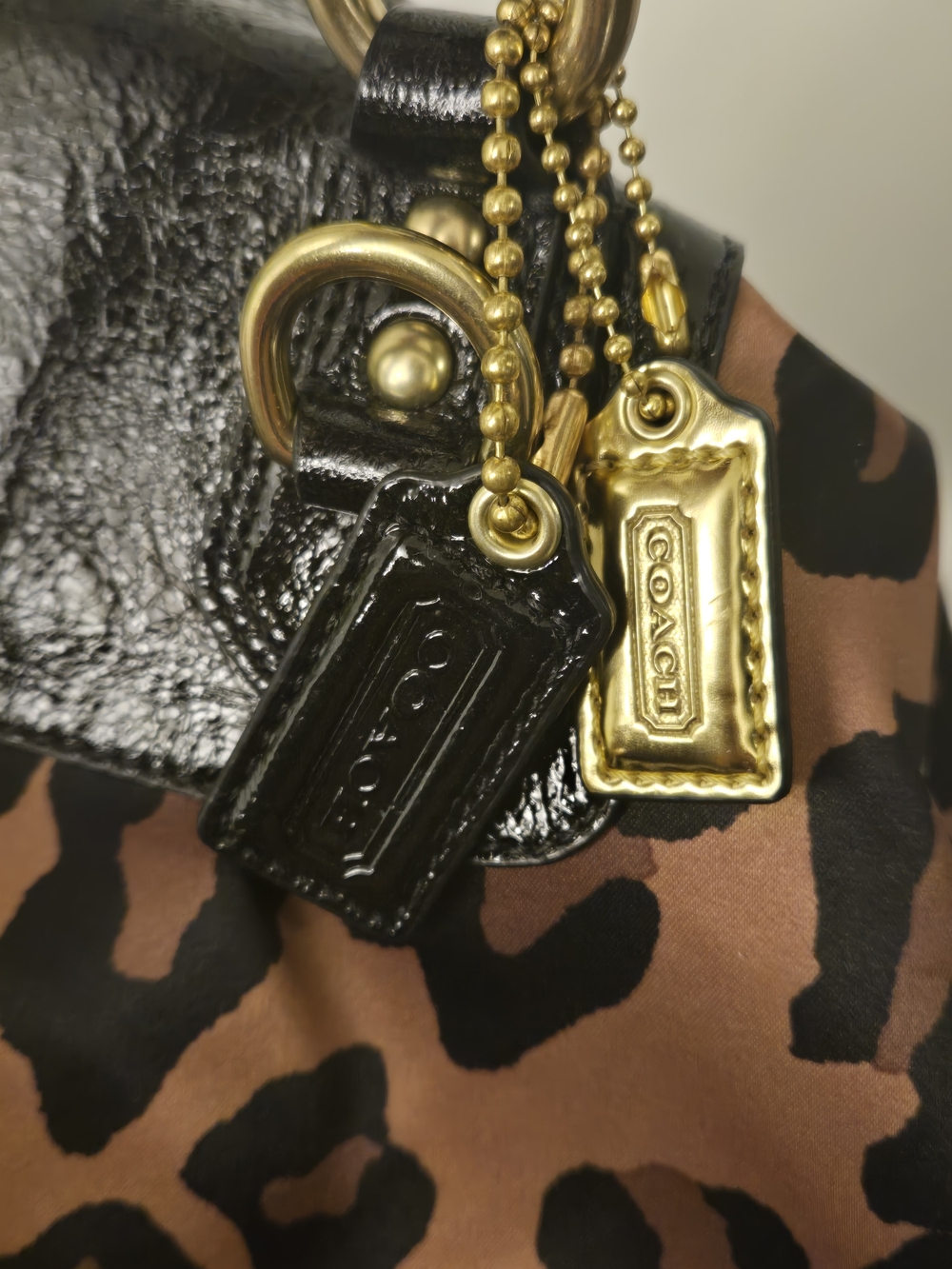 Coach Leopard-Print Satchel in Brown and Black with Gold Hardware - Picture 5 of 10